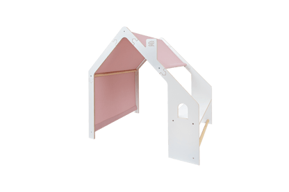 MeowBaby® White Wooden House for Kids - Pink Roof