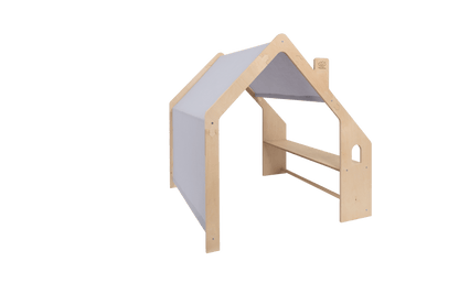 MeowBaby® Natural Wooden House for Kids - Blue Roof