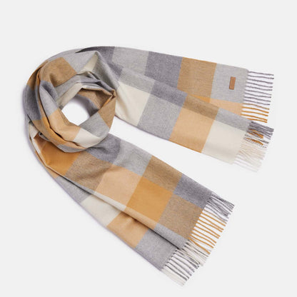 Natural Baby Alpaca Wool Midi Exclusive Check Scarf for Women