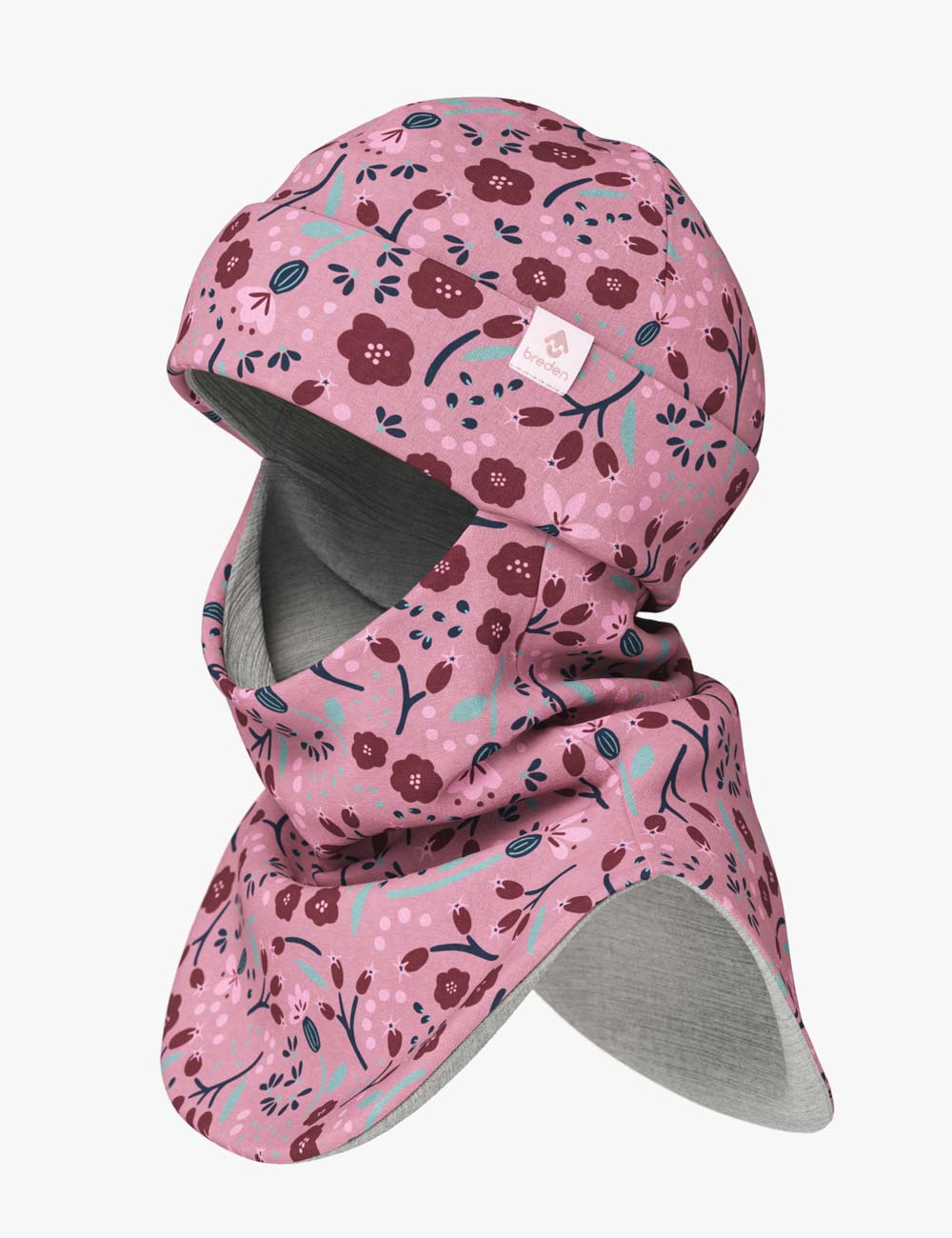 Thermal Merino Balaclava For Kids CLAVAN - Autumn Flowers