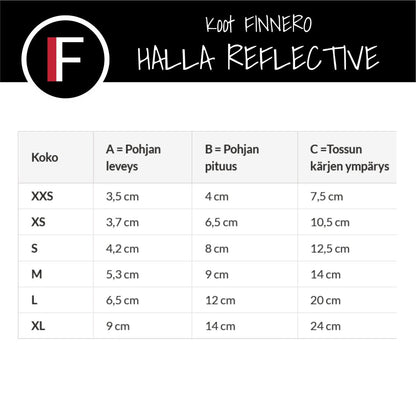 FINNERO HALLA Heijastavat tossut koiralle, 4 kpl/pkt - Harmaat