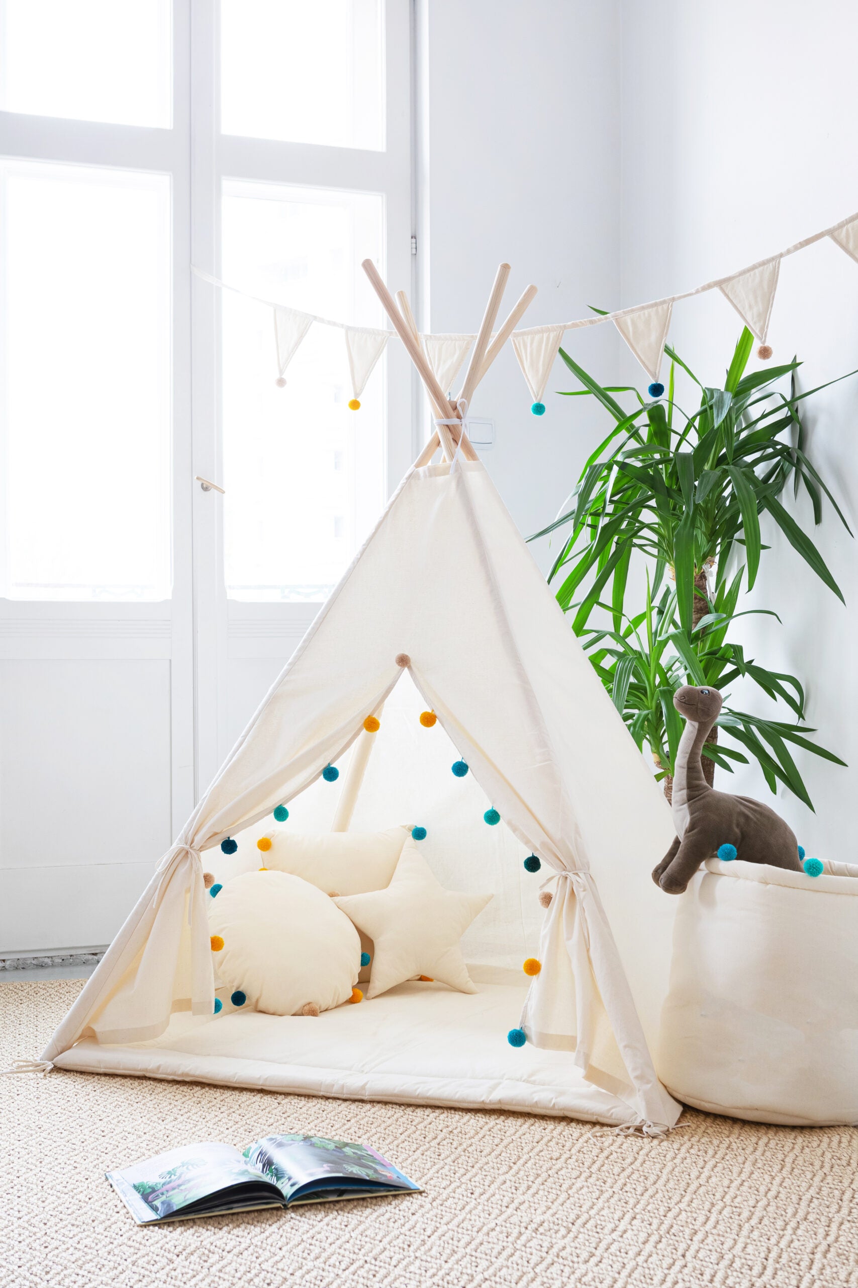 Teepee Tent Set - Rainbow Pom-Pom