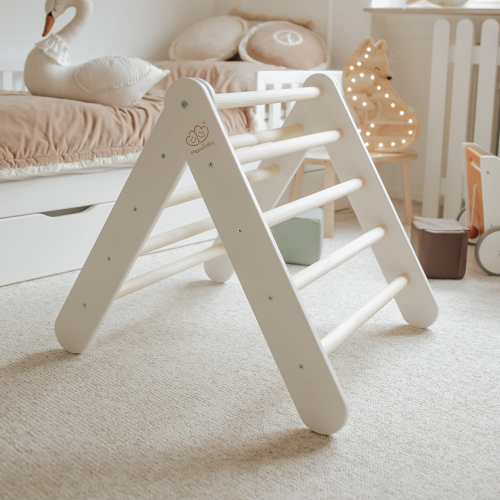 Wooden Pikler Climbing Ladder - White