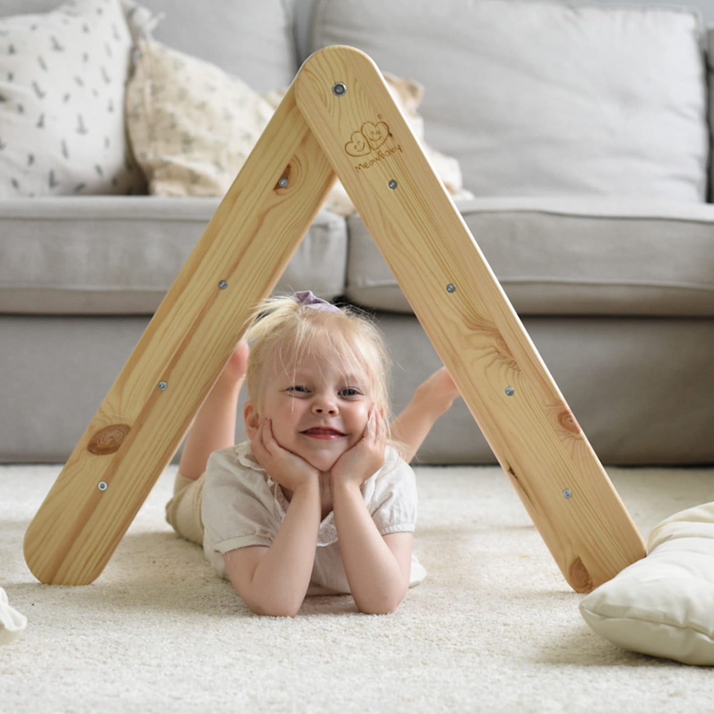 Ladder with a Slide-Climbing Wall - Natural Wood