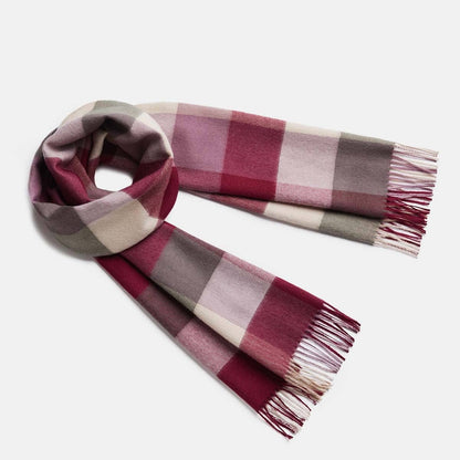 Natural Baby Alpaca Wool Midi Exclusive Check Scarf for Women